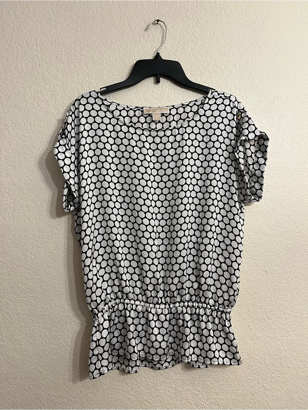Michael Kors Black and White Polka Dot Blouse office wear/ elevated casual